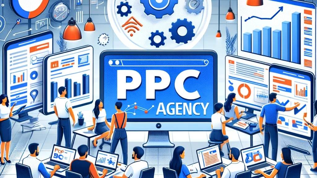 Professional team working on PPC campaign in office
