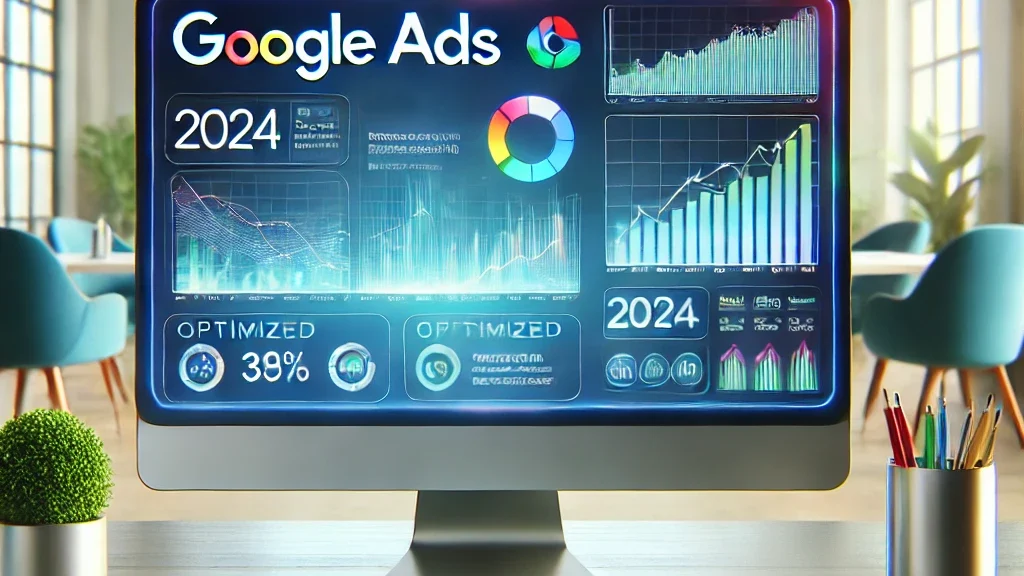 Google Ads 2024 dashboard in modern digital workspace