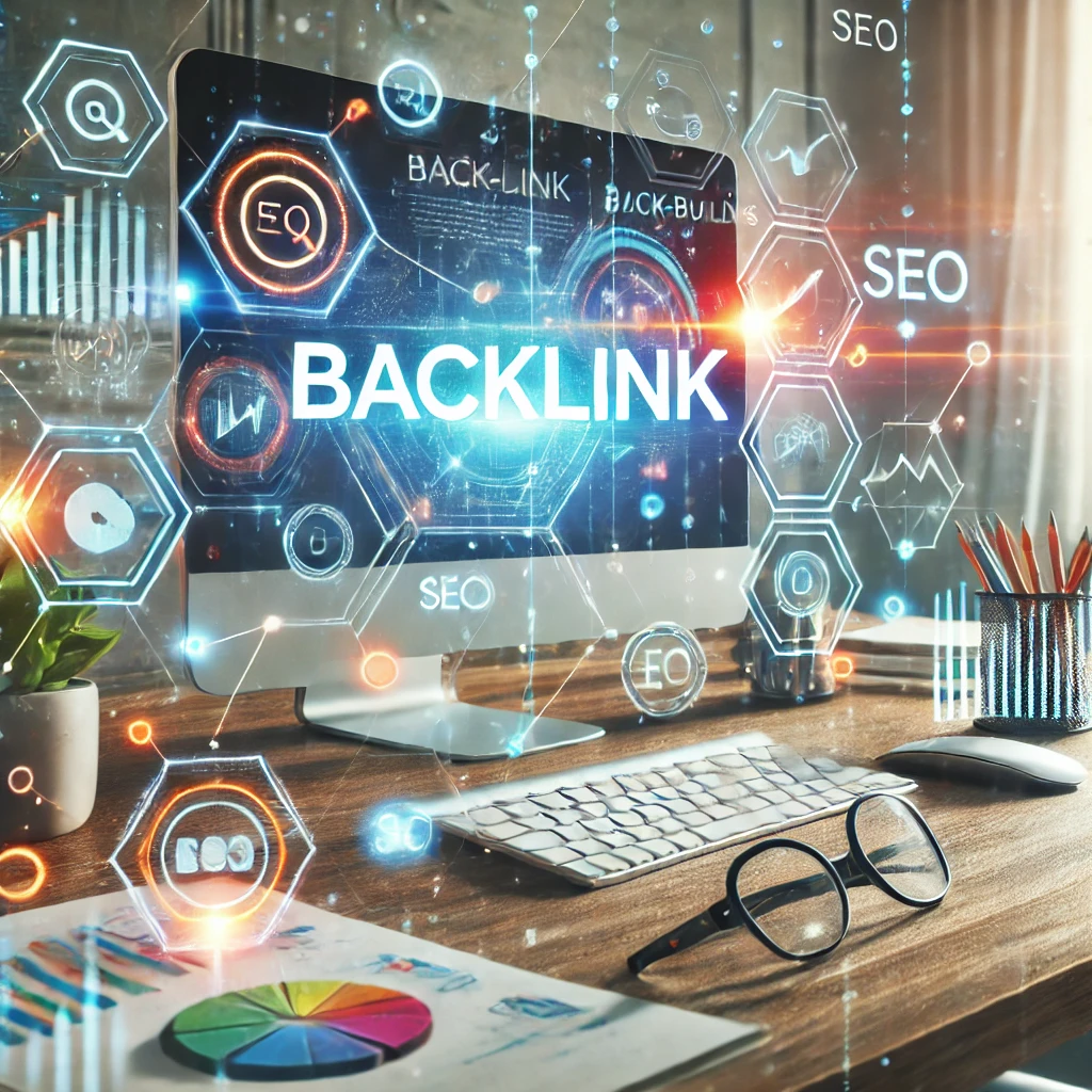 Modern digital marketing workspace with backlink building techniques for SEO growth