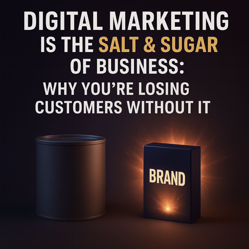 "Digital Marketing Is the Salt & Sugar of Business thumbnail comparing dull product and glowing brand to show customer loss without strategy"