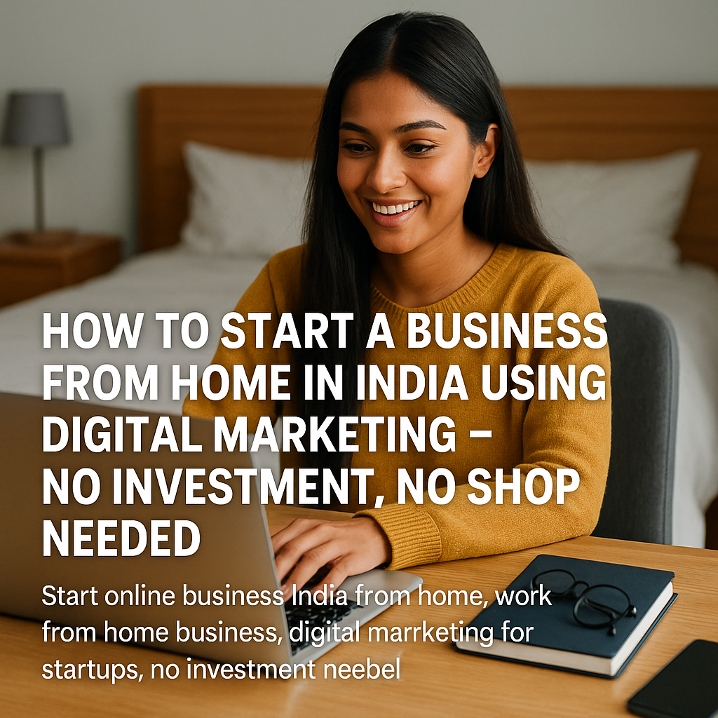 Start online business India from home, work from home business, digital marketing for startups, no investment needed