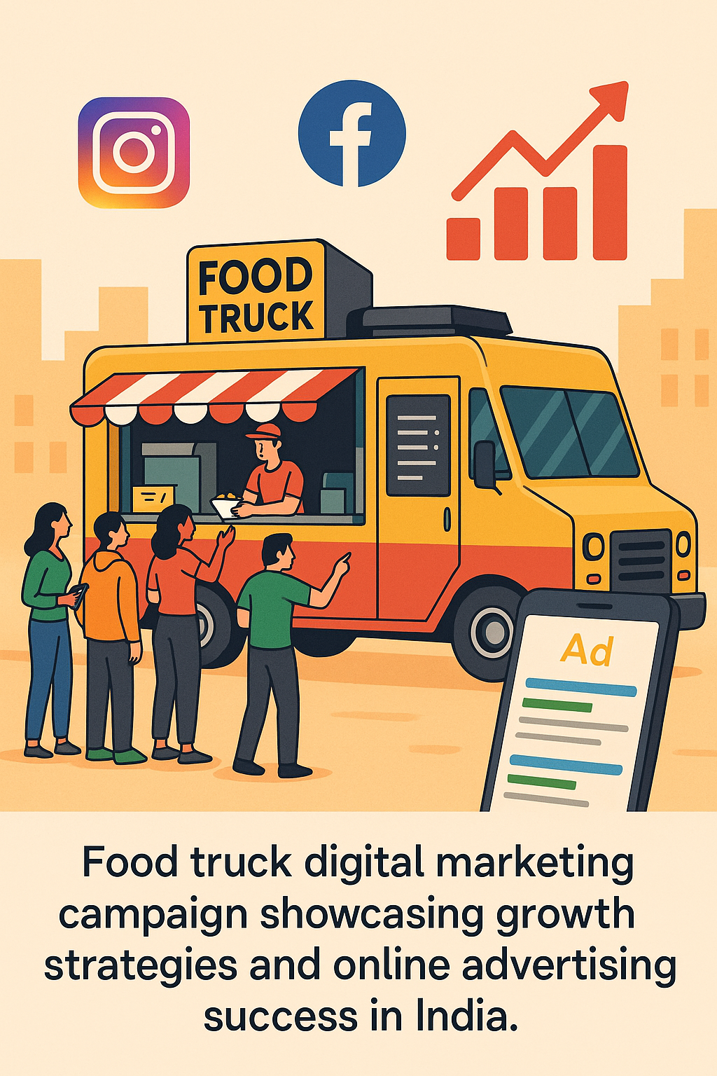 Food truck digital marketing campaign showcasing growth strategies and online advertising success in India
