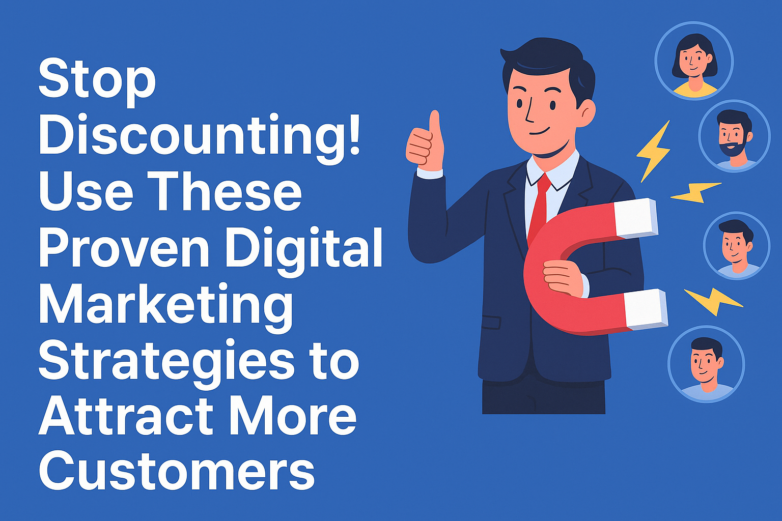 This image represents how businesses can attract customers online and increase sales without offering discounts—using data-driven digital marketing techniques provided by Digital Marketing Burst. Perfect for blog content that highlights customer growth, online sales, and sustainable branding. Proven digital marketing strategies to attract more customers without discounts