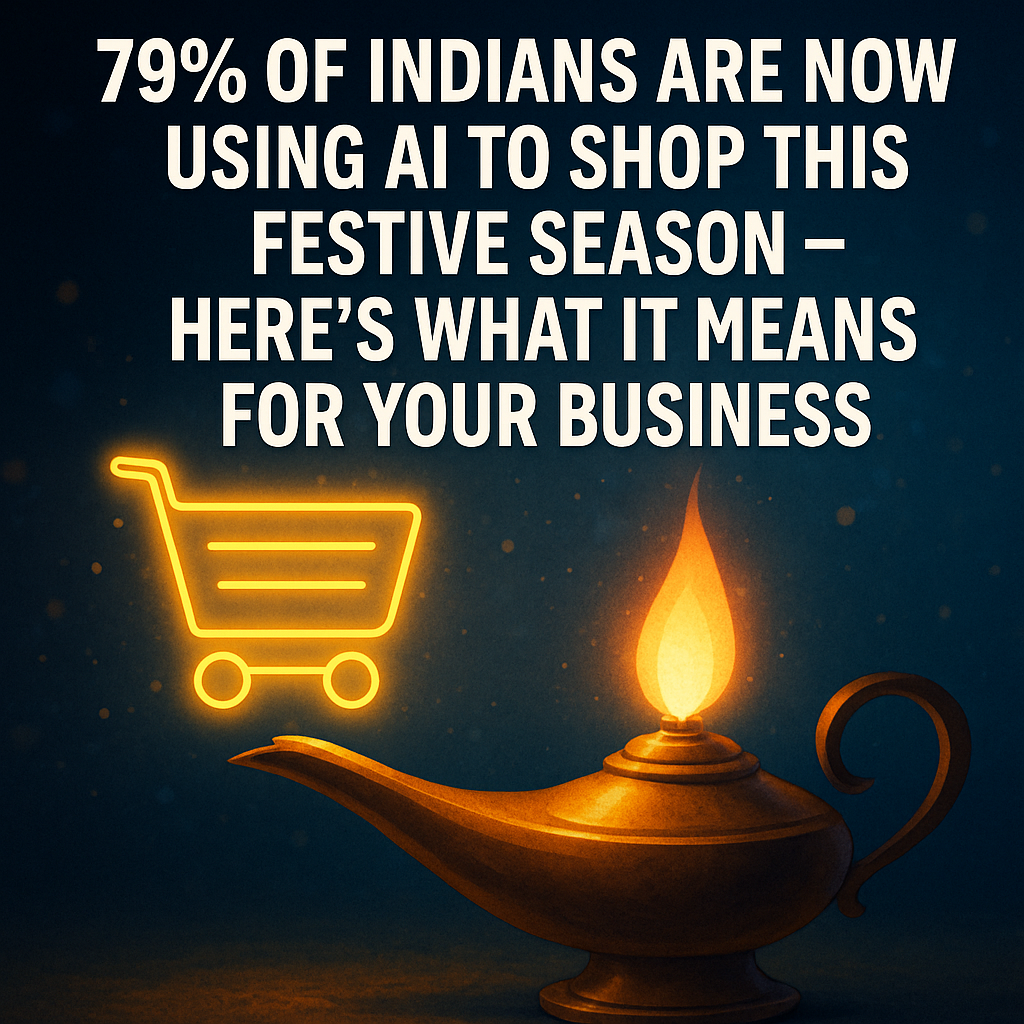 India AI Festive Shopping 2025 – Digital Marketing Burst India AI festive shopping illustration with lamp and shopping cart