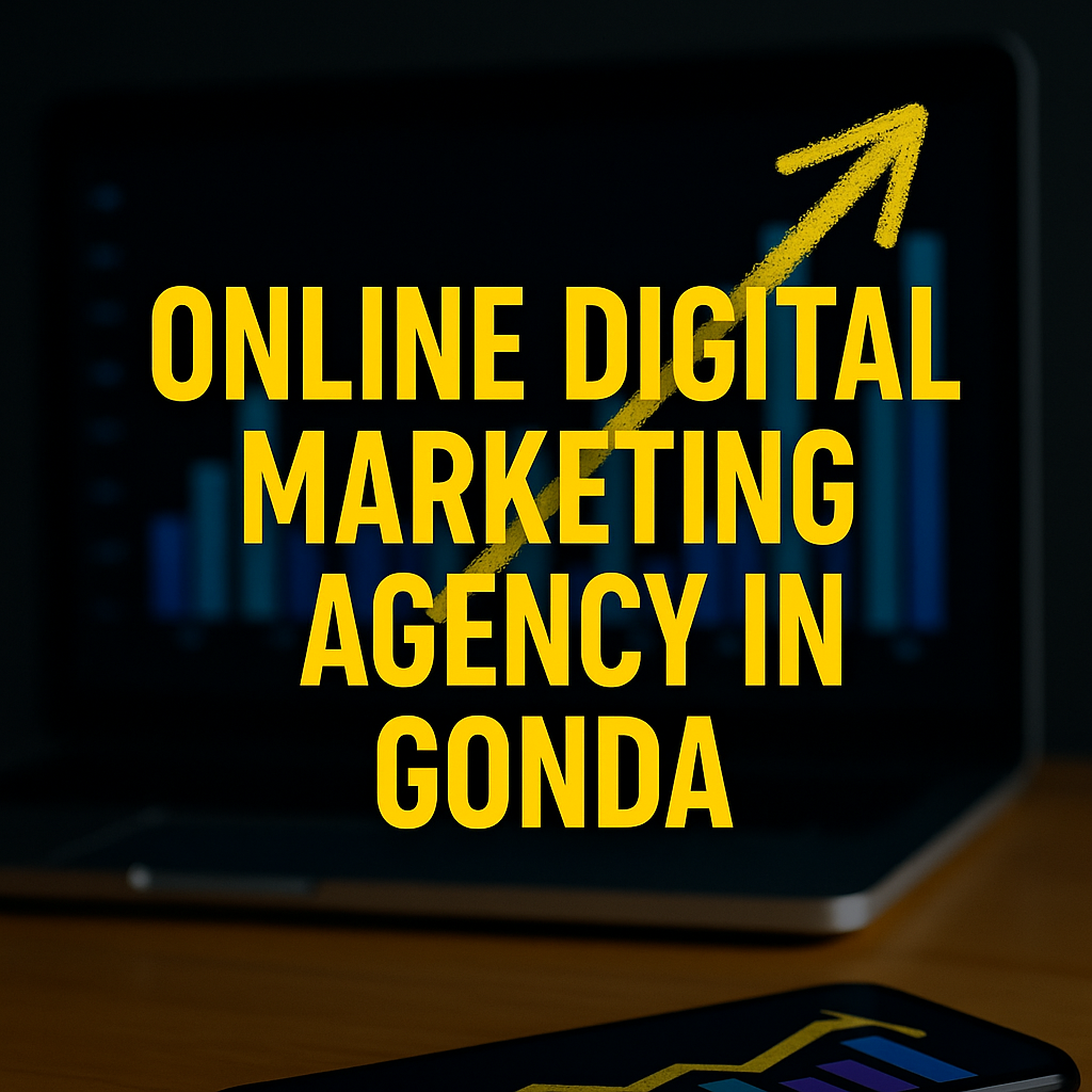 Online digital marketing agency in Gonda thumbnail with growth arrow