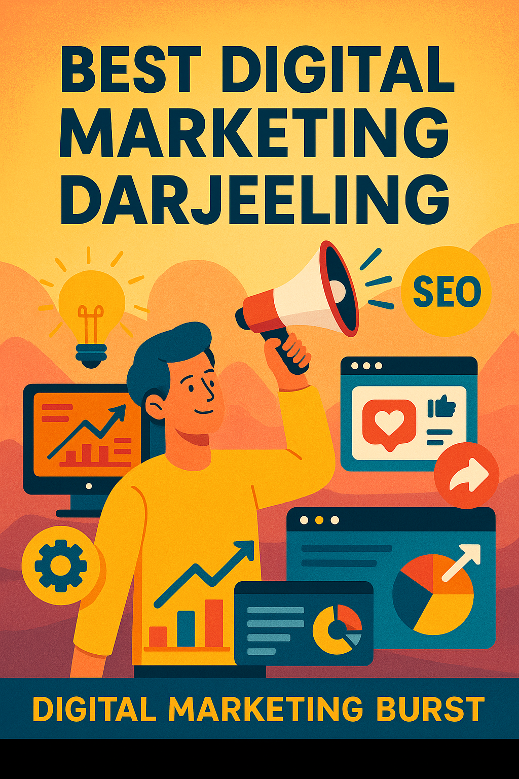 best digital marketing Darjeeling agency illustration showing creative digital services