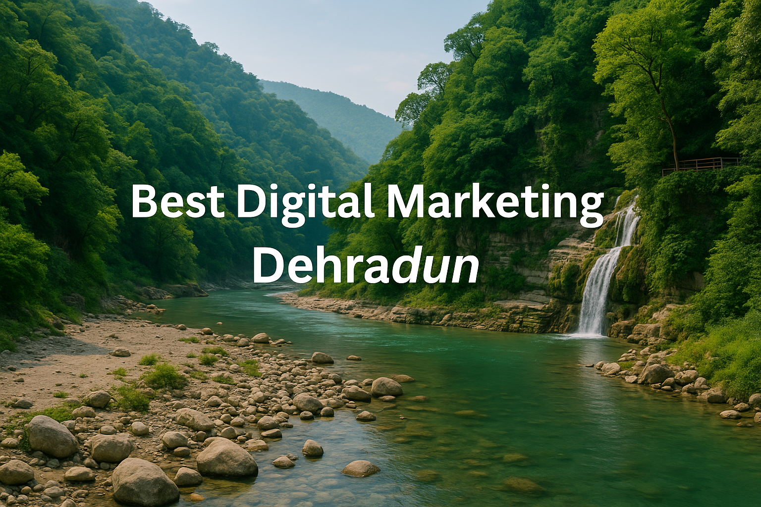 best digital marketing Dehradun thumbnail with Sahastradhara waterfall view