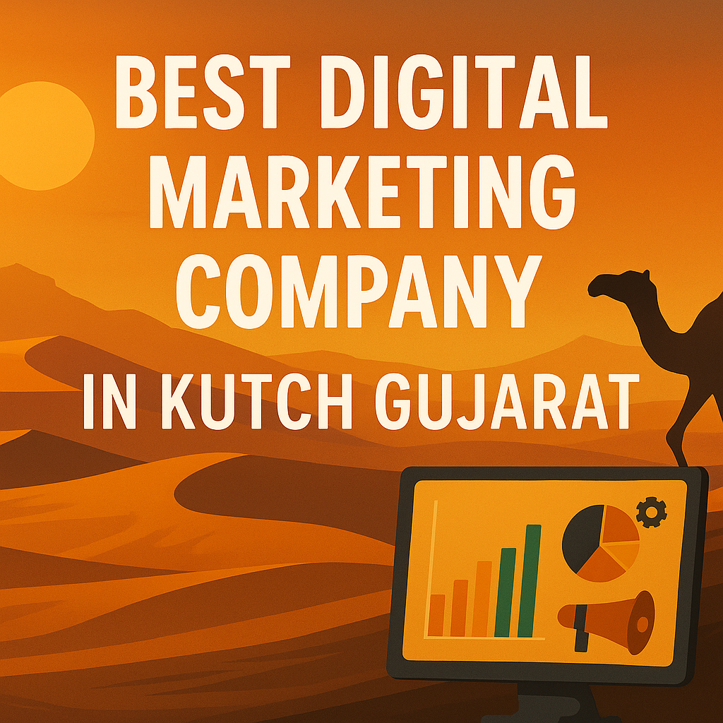 Digital Marketing Company in Kutch Gujarat — 2025 Creative Illustration Kutch Gujarat digital marketing company illustration with desert camel and modern marketing interface