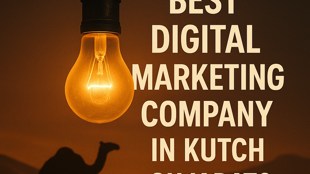 Best digital marketing company in Kutch Gujarat suspense thumbnail with glowing bulb and camel silhouette