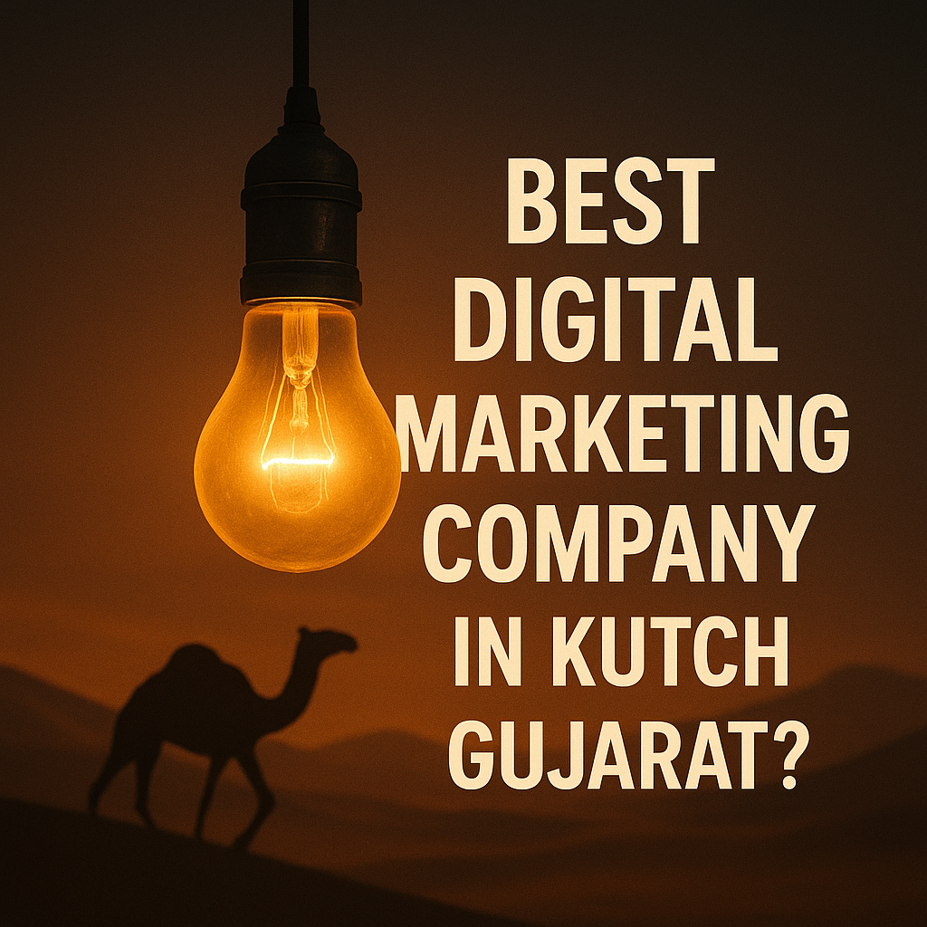 Best digital marketing company in Kutch Gujarat suspense thumbnail with glowing bulb and camel silhouette