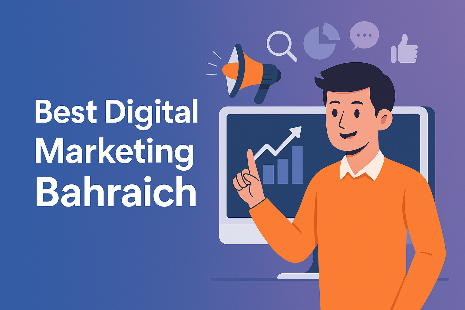 best digital marketing Bahraich digital illustration showing marketing growth and success