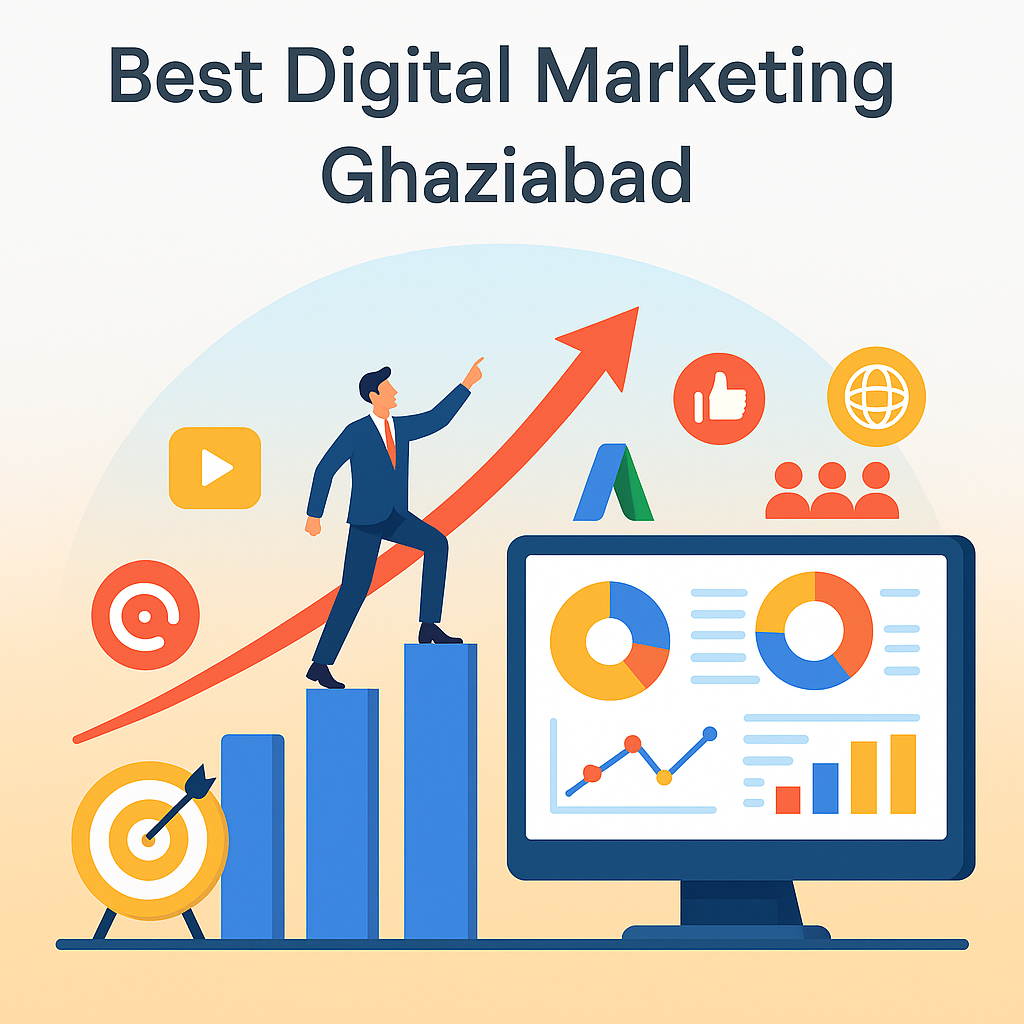 best digital marketing Ghaziabad digital illustration showing marketing growth and success