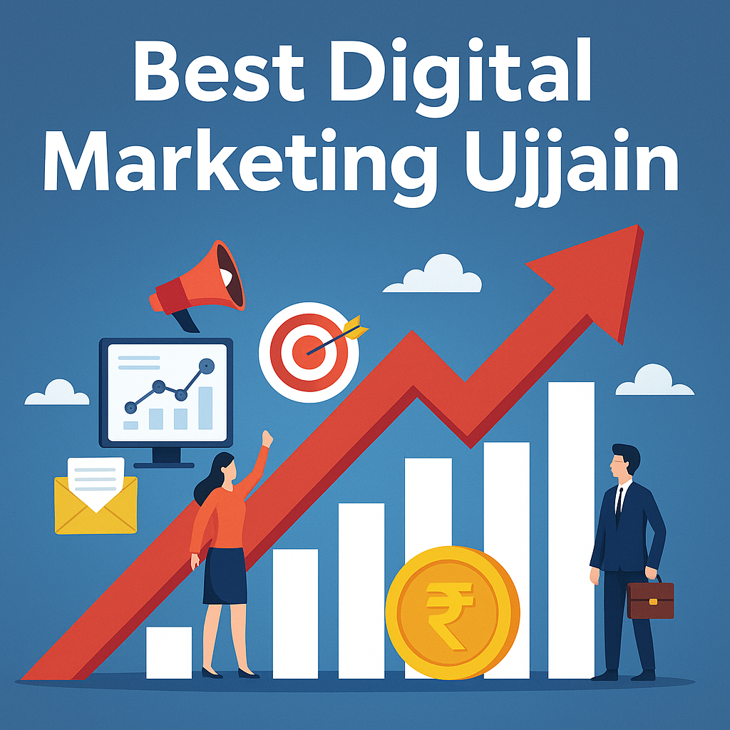 best digital marketing Ujjain illustration showing growth, success, and digital advertising strategy