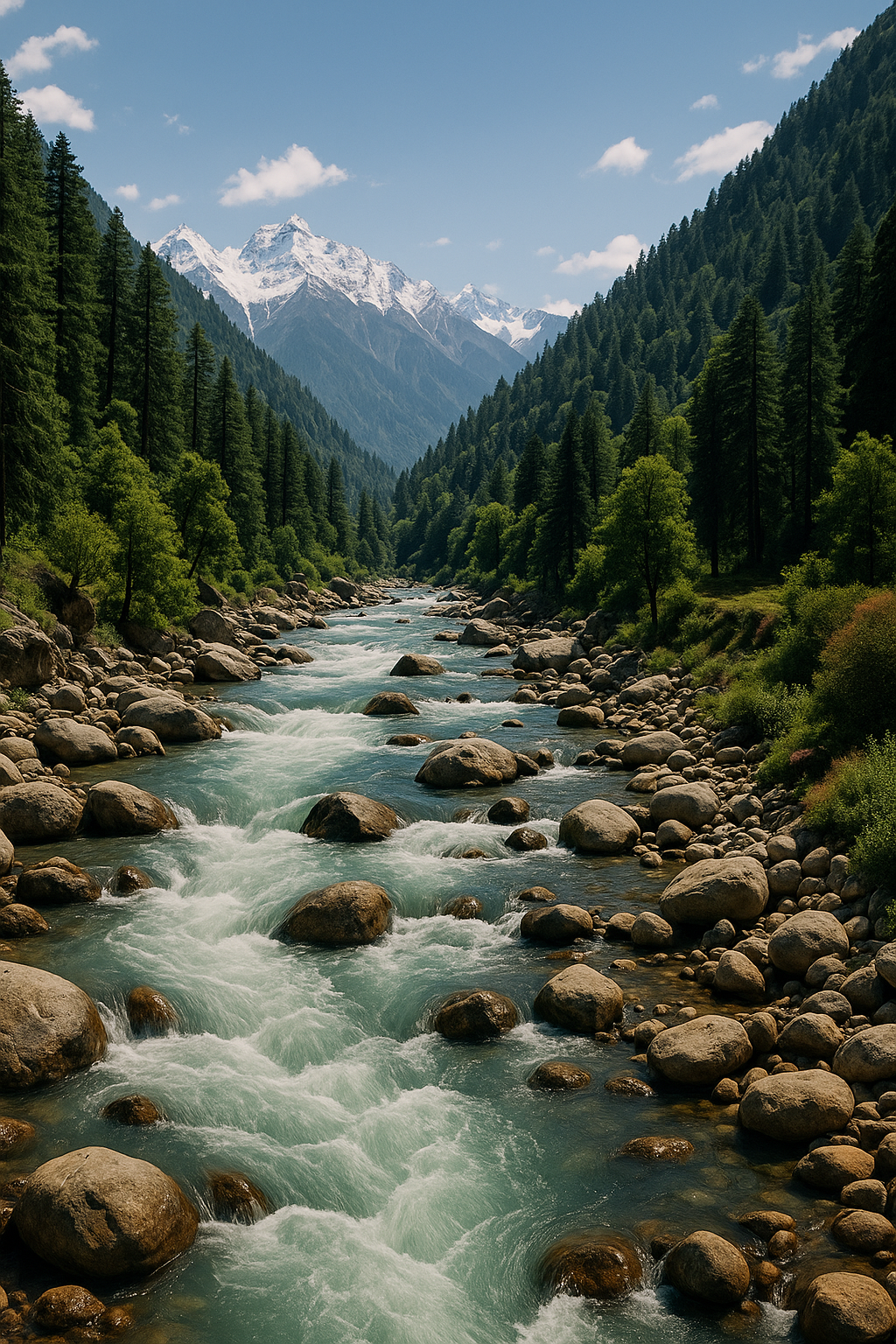 Kasol digital marketing company concept showing mountain river landscape symbolizing organic business growth