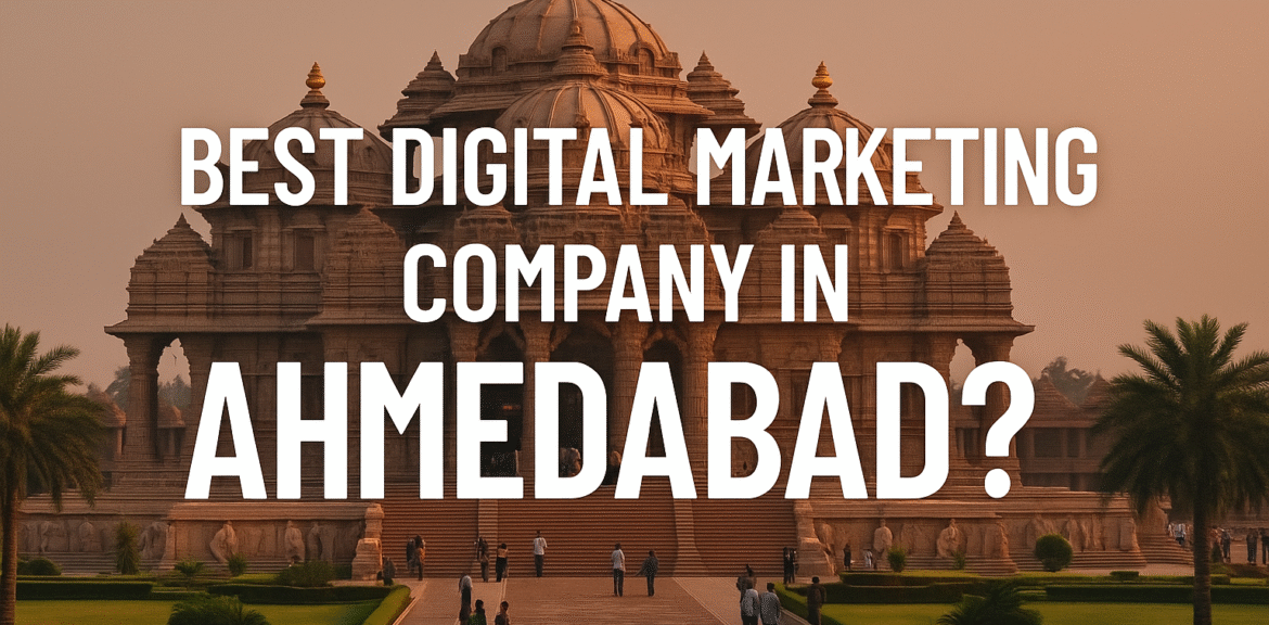 Ahmedabad digital marketing company thumbnail with Akshardham Temple showing best digital marketing Ahmedabad and top marketing agency Ahmedabad concept