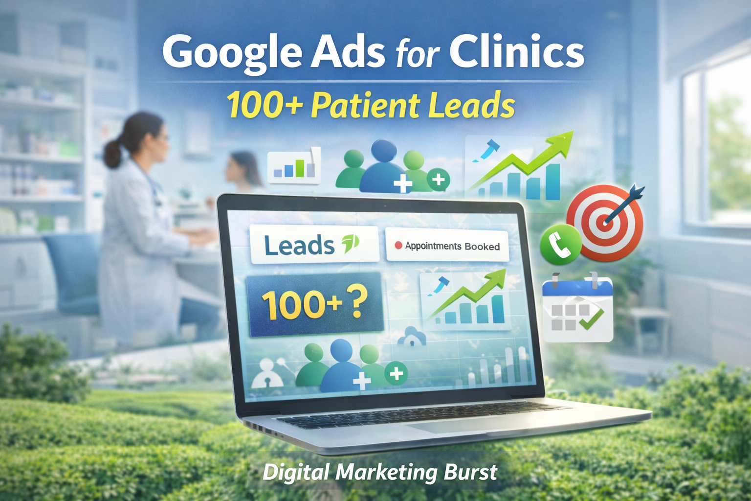 Google ads for clinics showing patient leads growth with digital marketing strategy