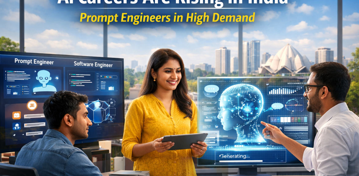 Prompt engineering jobs India growth showing AI prompt engineer salary trends, prompt engineer vs software comparison and future of prompt engineering career scope