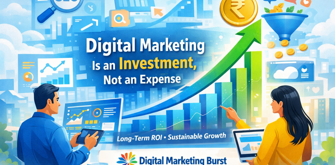 digital marketing return on investment showing digital marketing ROI India as a long-term business growth strategy
