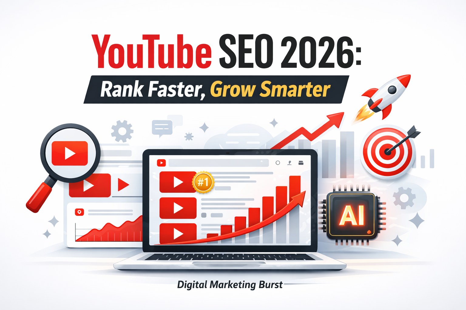 YouTube SEO tips 2026 showing how to rank YouTube videos fast using a smart YouTube video ranking strategy by Digital Marketing Burst