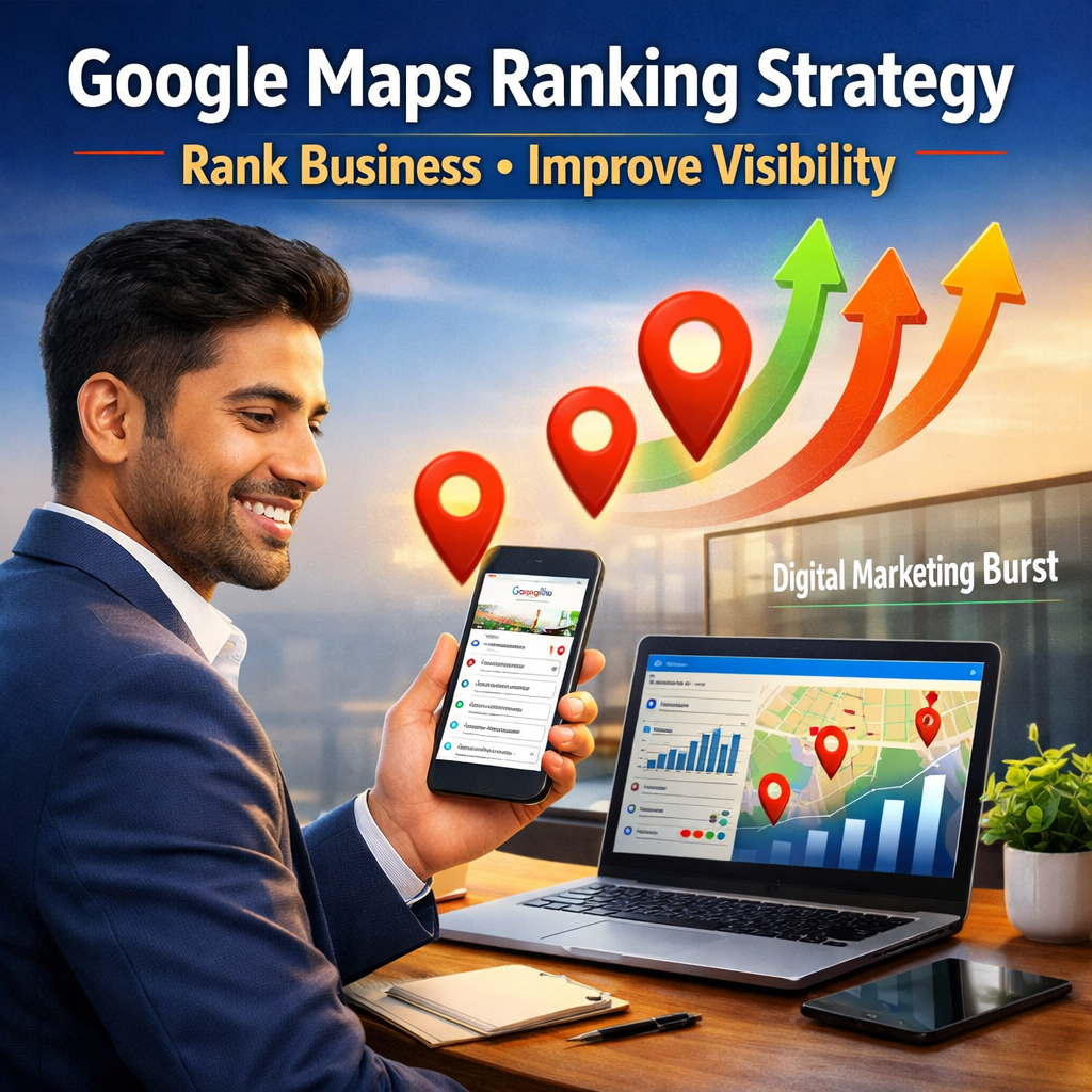 google maps ranking strategy to rank business google maps and improve google maps visibility using google maps seo techniques and local seo ranking strategy