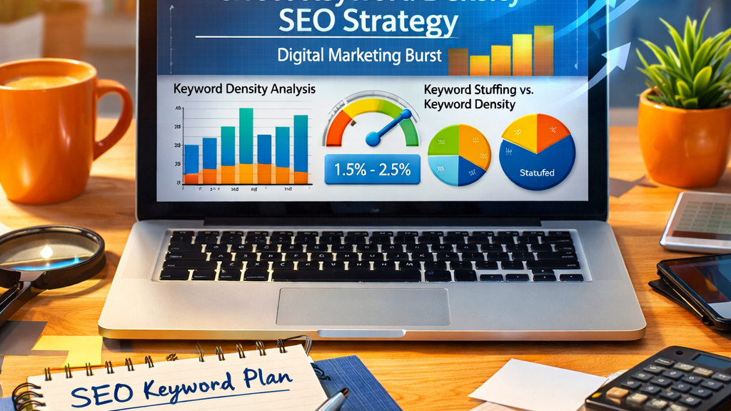 perfect keyword density for SEO ideal keyword density percentage SEO SEO keyword density optimization tips keyword stuffing vs keyword density best keyword density SEO strategy digital marketing burst analytics workspace