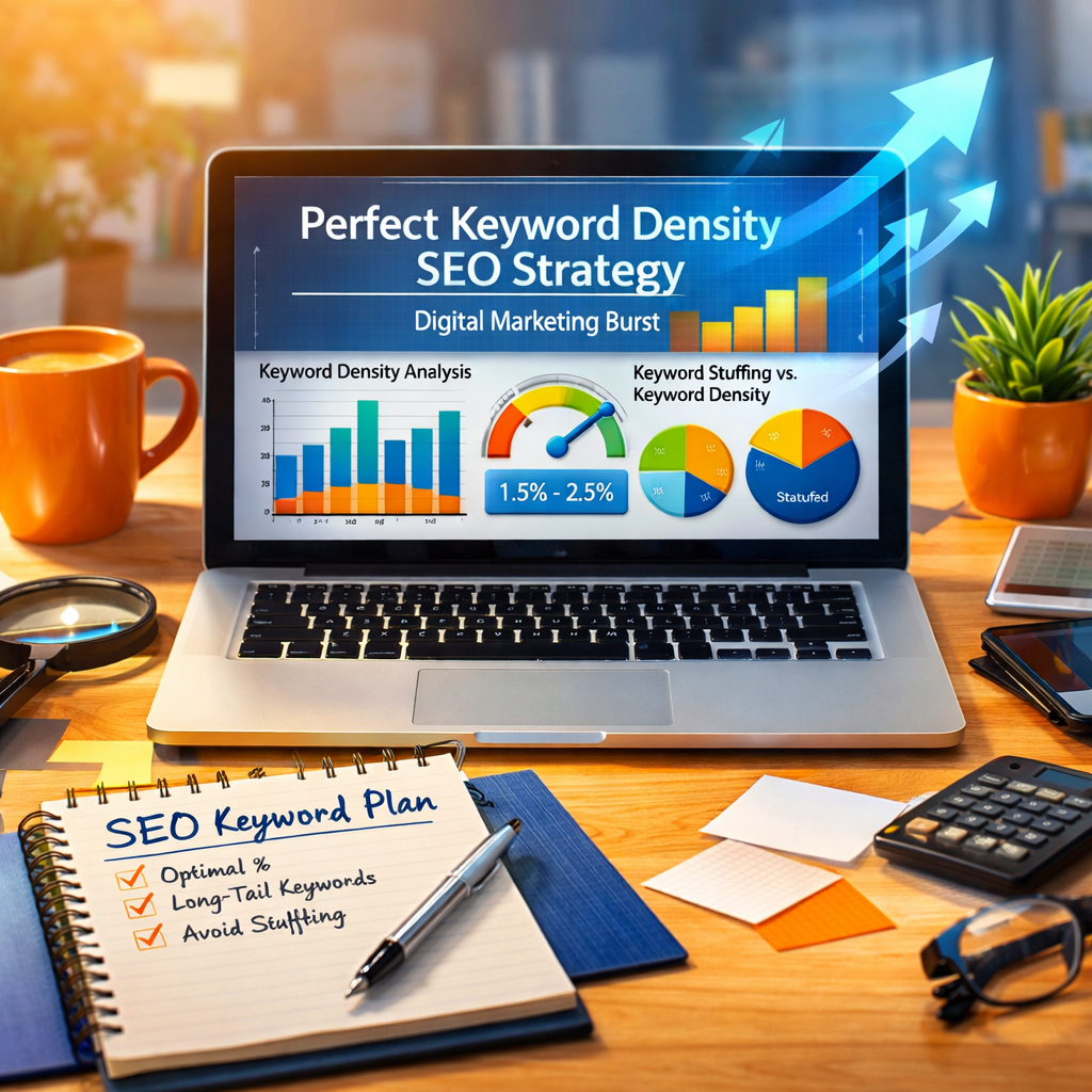 perfect keyword density for SEO ideal keyword density percentage SEO SEO keyword density optimization tips keyword stuffing vs keyword density best keyword density SEO strategy digital marketing burst analytics workspace