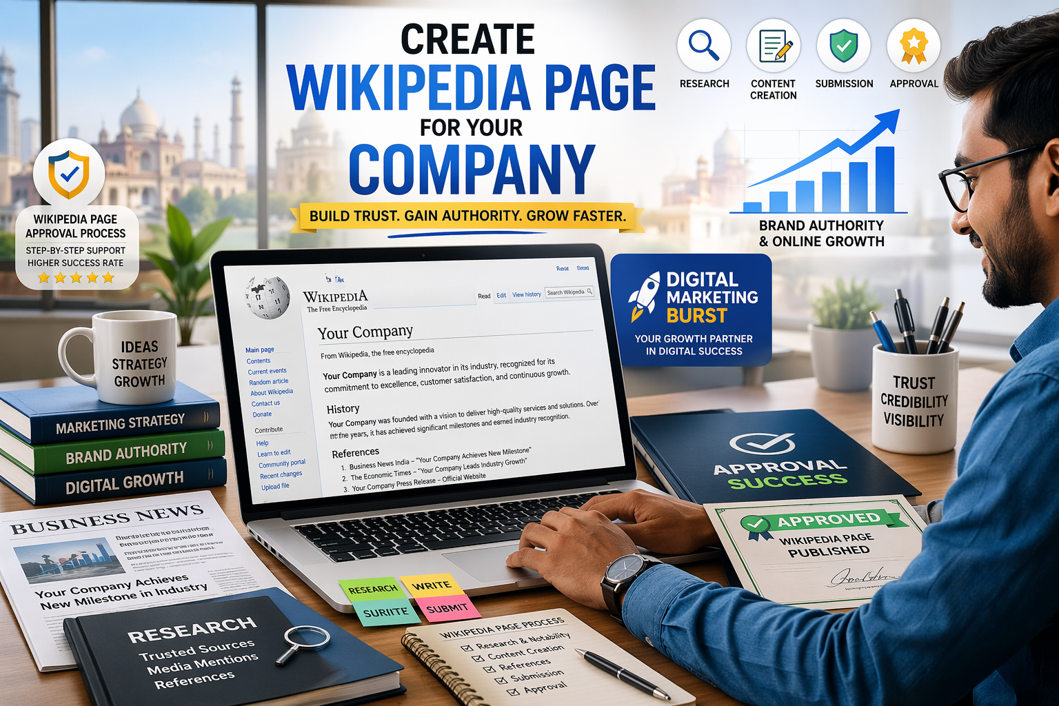 Create Wikipedia Page Company | Wikipedia Page for Business & Approval Process - Digital Marketing Burst create wikipedia page company guide, business wikipedia page creation strategy, wikipedia approval process steps