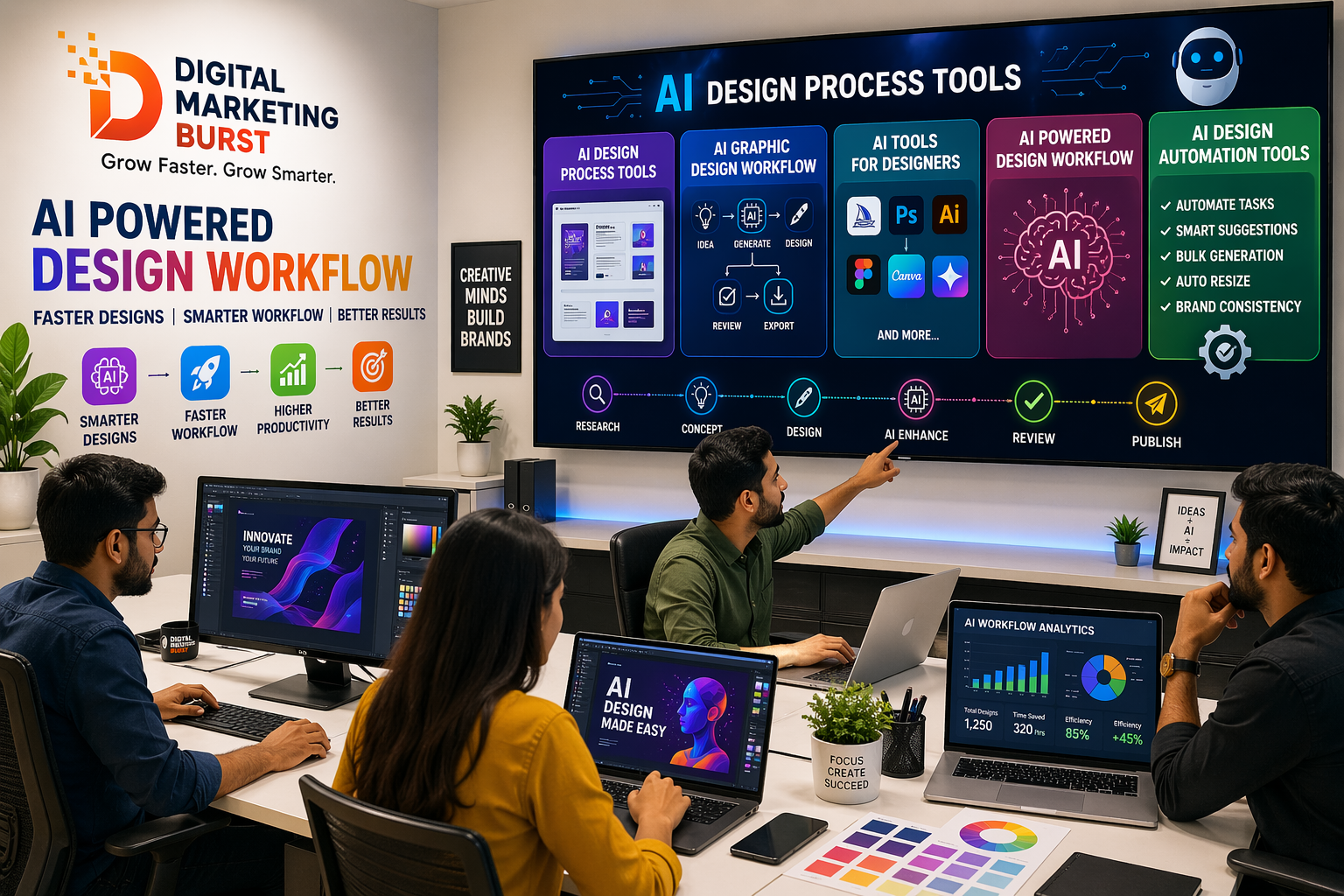 AI design process tools, AI graphic design workflow, AI tools for designers, AI powered design workflow, AI design automation tools by Digital Marketing Burst