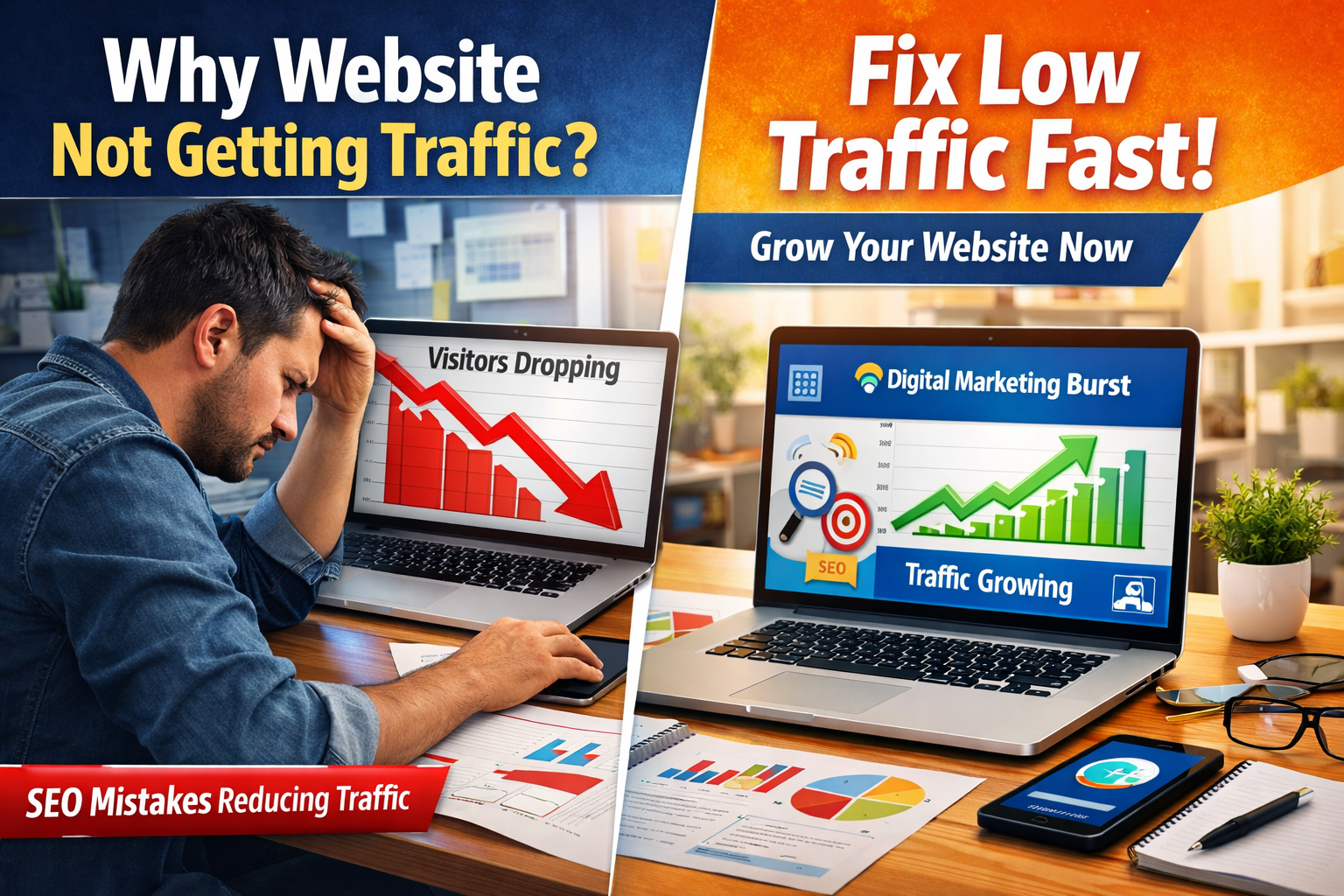 why website not getting traffic website traffic not increasing reasons reasons for low website traffic fix low website traffic fast SEO mistakes reducing website traffic