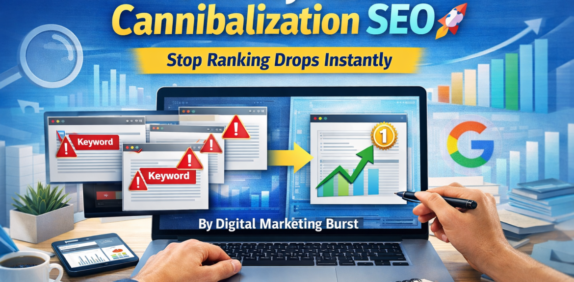 fix keyword cannibalization seo what is keyword cannibalization how to fix cannibalization keyword cannibalization seo guide seo keyword cannibalization problem digital marketing burst