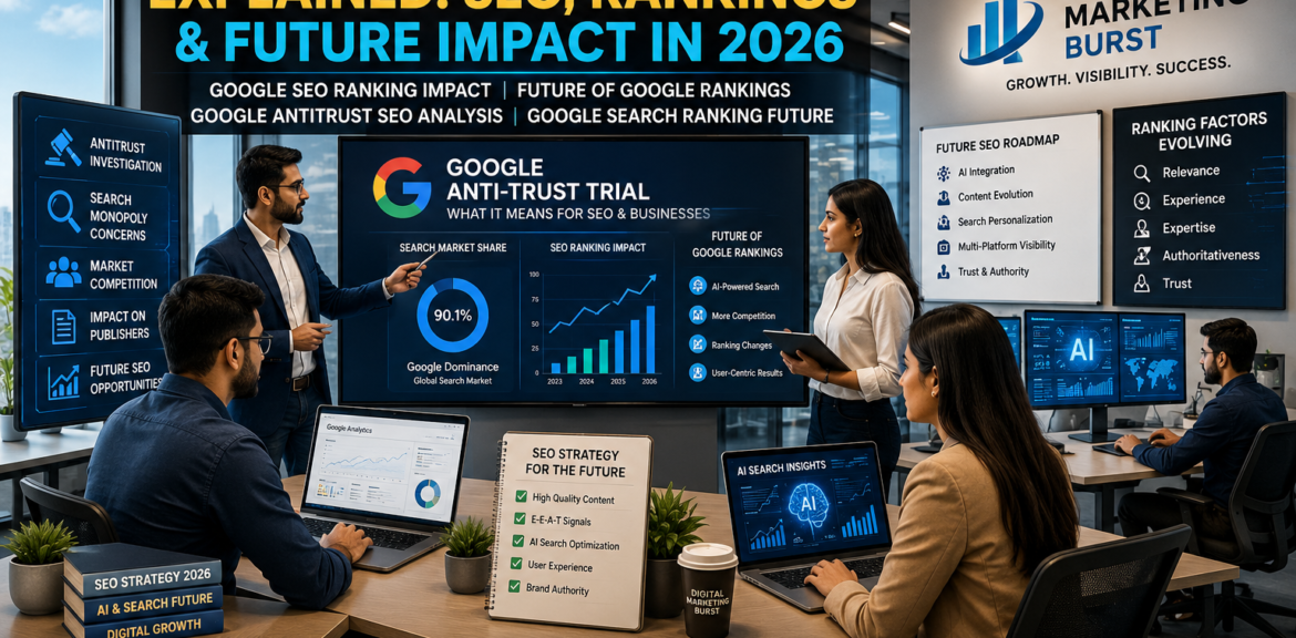 Google Anti Trust Trial Google SEO Ranking Impact Future Of Google Rankings Google Search Ranking Future by Digital Marketing Burst