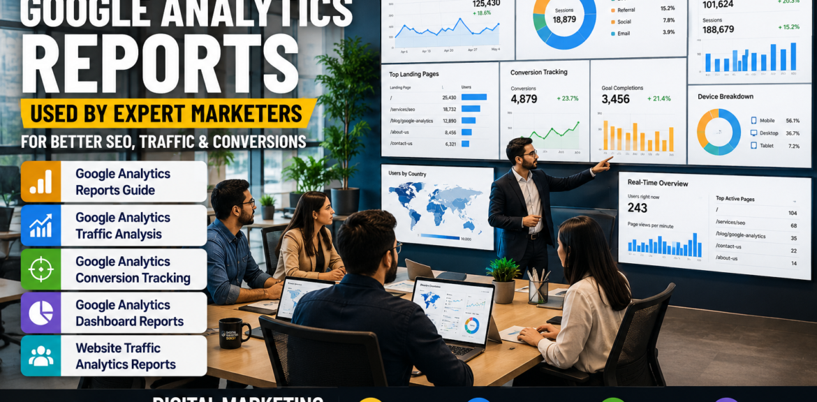 Google Analytics Reports Guide, Google Analytics Traffic Analysis, Google Analytics Conversion Tracking, Google Analytics Dashboard Reports, Website Traffic Analytics Reports
