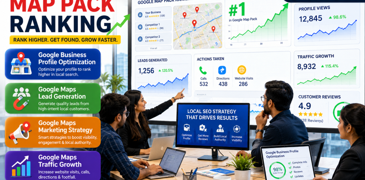 Google Map Pack Ranking, Google Business Profile Optimization, Google Maps Lead Generation, Google Maps Marketing Strategy, Google Maps Traffic Growth