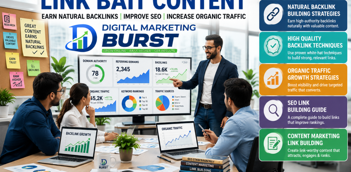 Natural Backlink Building Strategies with High Quality Backlink Techniques, Organic Traffic Growth Strategies, SEO Link Building Guide and Content Marketing Link Building in a modern digital marketing office