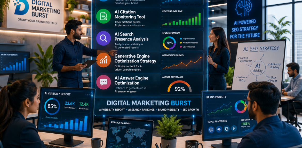 AI Brand Mention Tracking with AI Citation Monitoring Tool, AI Search Presence Analysis, Generative Engine Optimization Strategy and AI Answer Engine Optimization by Digital Marketing Burst