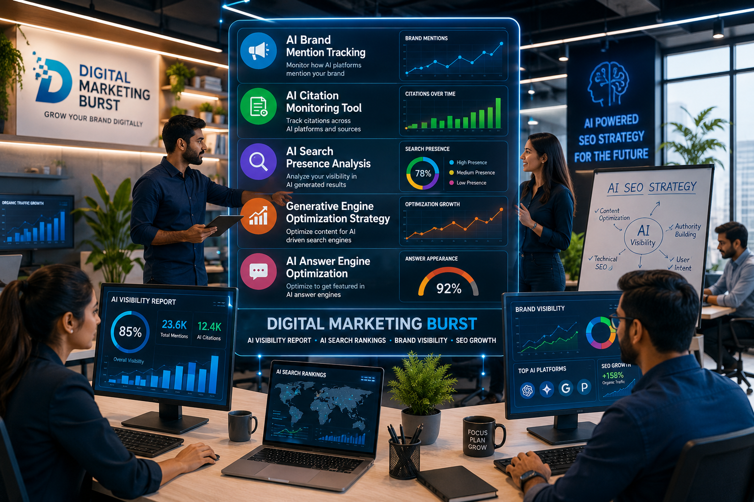 AI Brand Mention Tracking with AI Citation Monitoring Tool, AI Search Presence Analysis, Generative Engine Optimization Strategy and AI Answer Engine Optimization by Digital Marketing Burst