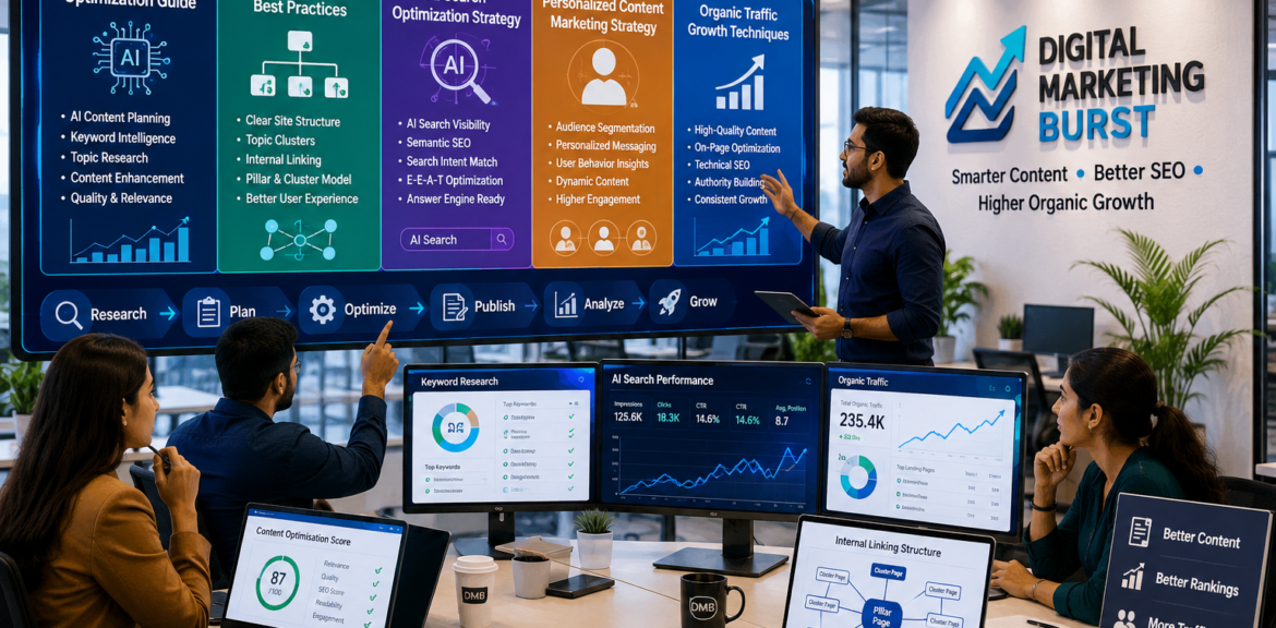 AI Content Optimization Guide with Content Architecture Best Practices, AI Search Optimization Strategy, Personalized Content Marketing Strategy and Organic Traffic Growth Techniques by Digital Marketing Burst
