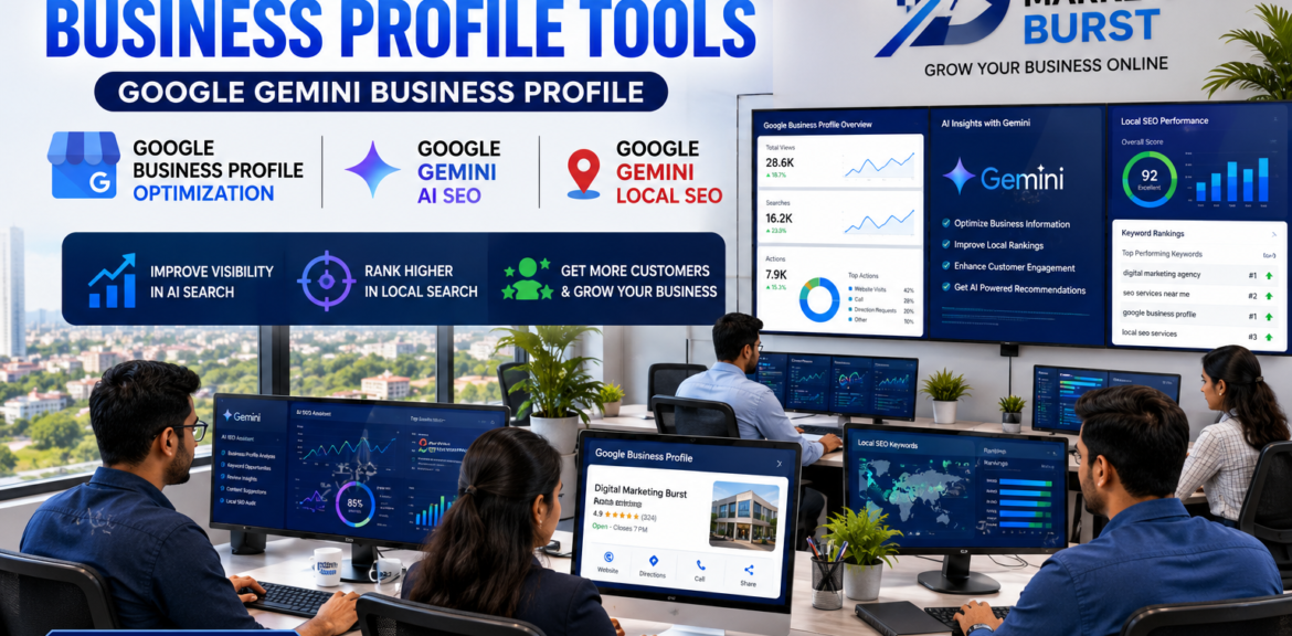 Gemini Business Profile Tools with Google Gemini Business Profile for Google Business Profile Optimization, Google Gemini AI SEO and Google Gemini Local SEO by Digital Marketing Burst