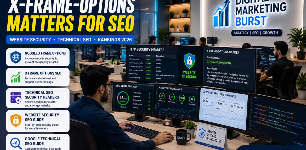 Google X Frame Options, X Frame Options SEO, Technical SEO Security Headers, Website Security SEO Guide, Google Technical SEO Guide by Digital Marketing Burst