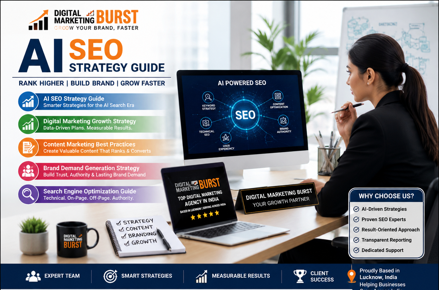 AI SEO Strategy Guide, Digital Marketing Growth Strategy, Content Marketing Best Practices, Brand Demand Generation Strategy, Search Engine Optimization Guide by Digital Marketing Burst