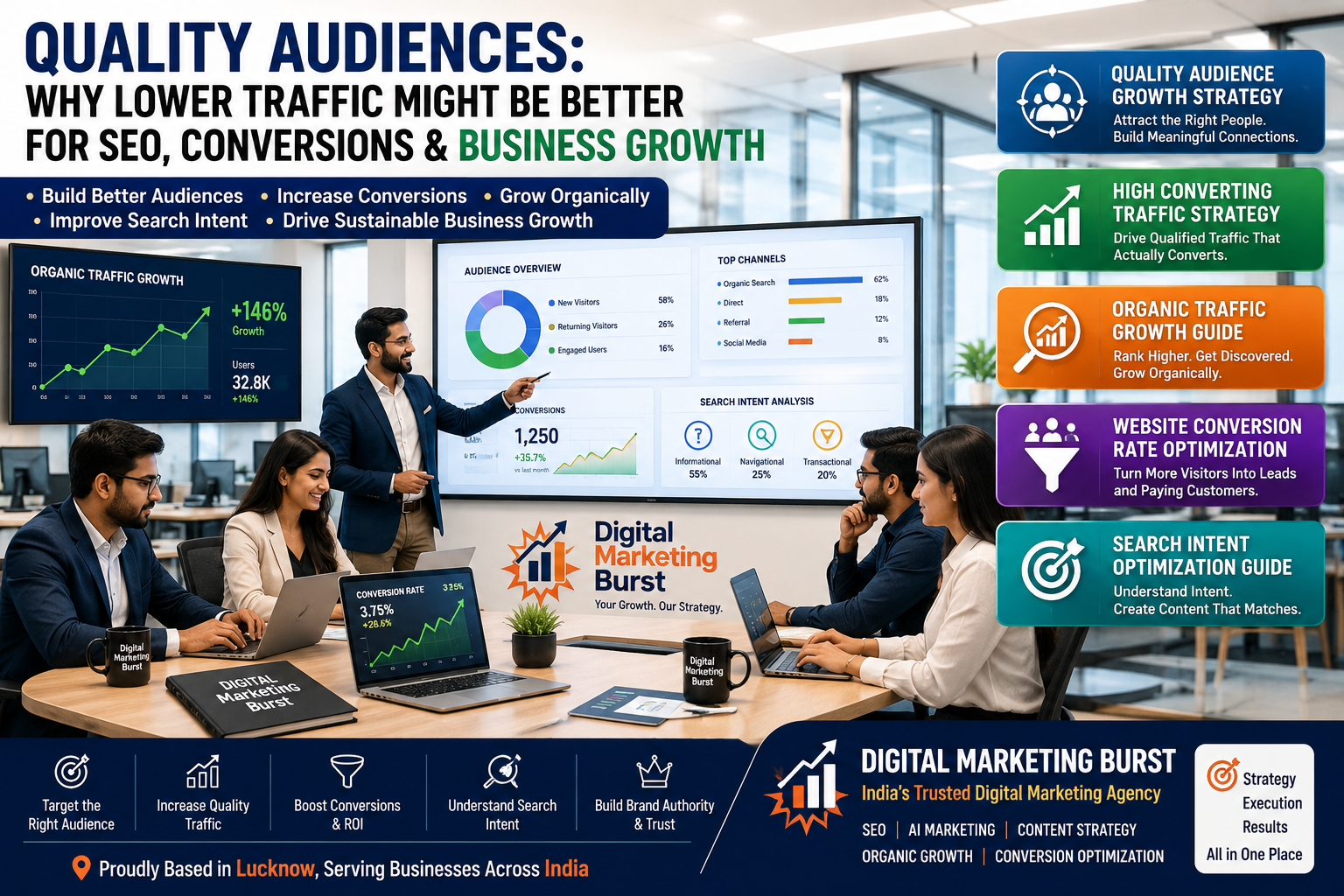 Quality Audience Growth Strategy, High Converting Traffic Strategy, Organic Traffic Growth Guide, Website Conversion Rate Optimization, Search Intent Optimization Guide by Digital Marketing Burst