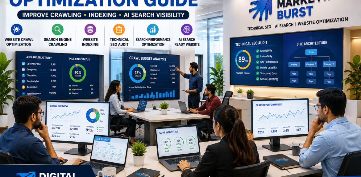 Website Crawl Optimization Guide, search engine crawling, website indexing optimization, technical SEO audit, search performance optimization by Digital Marketing Burst