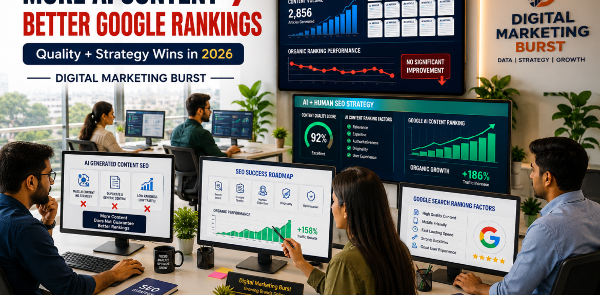 AI Content SEO Strategy showing AI Generated Content SEO, Google AI Content Ranking, AI Content Ranking Factors and Google Search Ranking Factors