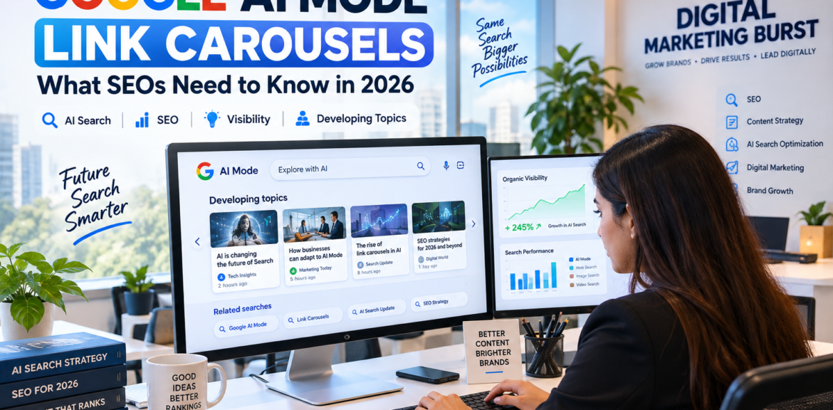 Google AI Mode Link Carousels with Google AI Mode SEO, AI Search Update, AI Mode Carousels and Google AI Link Carousels