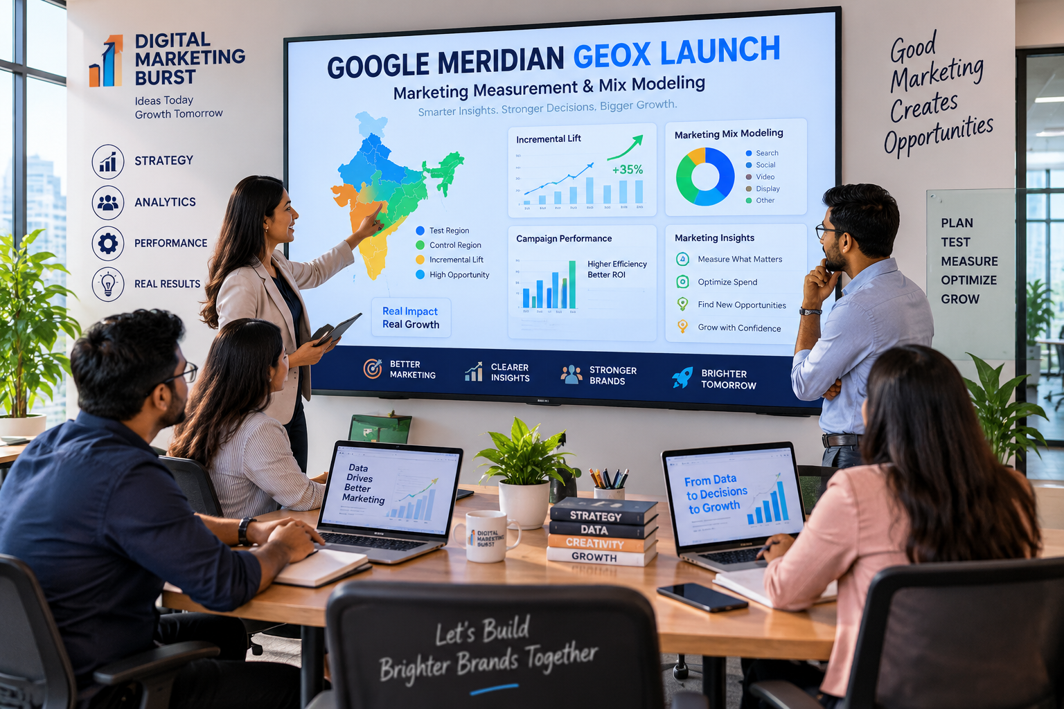 Google Meridian GeoX Launch explained with Meridian GeoX features, GeoX marketing insights and Google Marketing Mix Modeling by Digital Marketing Burst