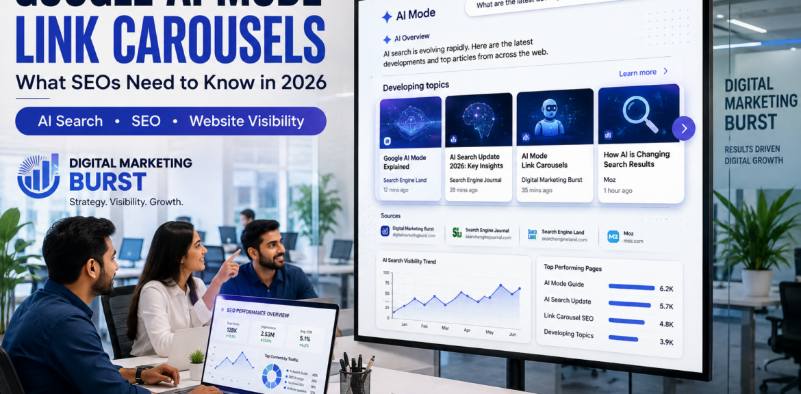 Google AI Mode Update with AI Mode SEO, AI Search Update, AI Mode Carousels and AI Link Carousels by Digital Marketing Burst