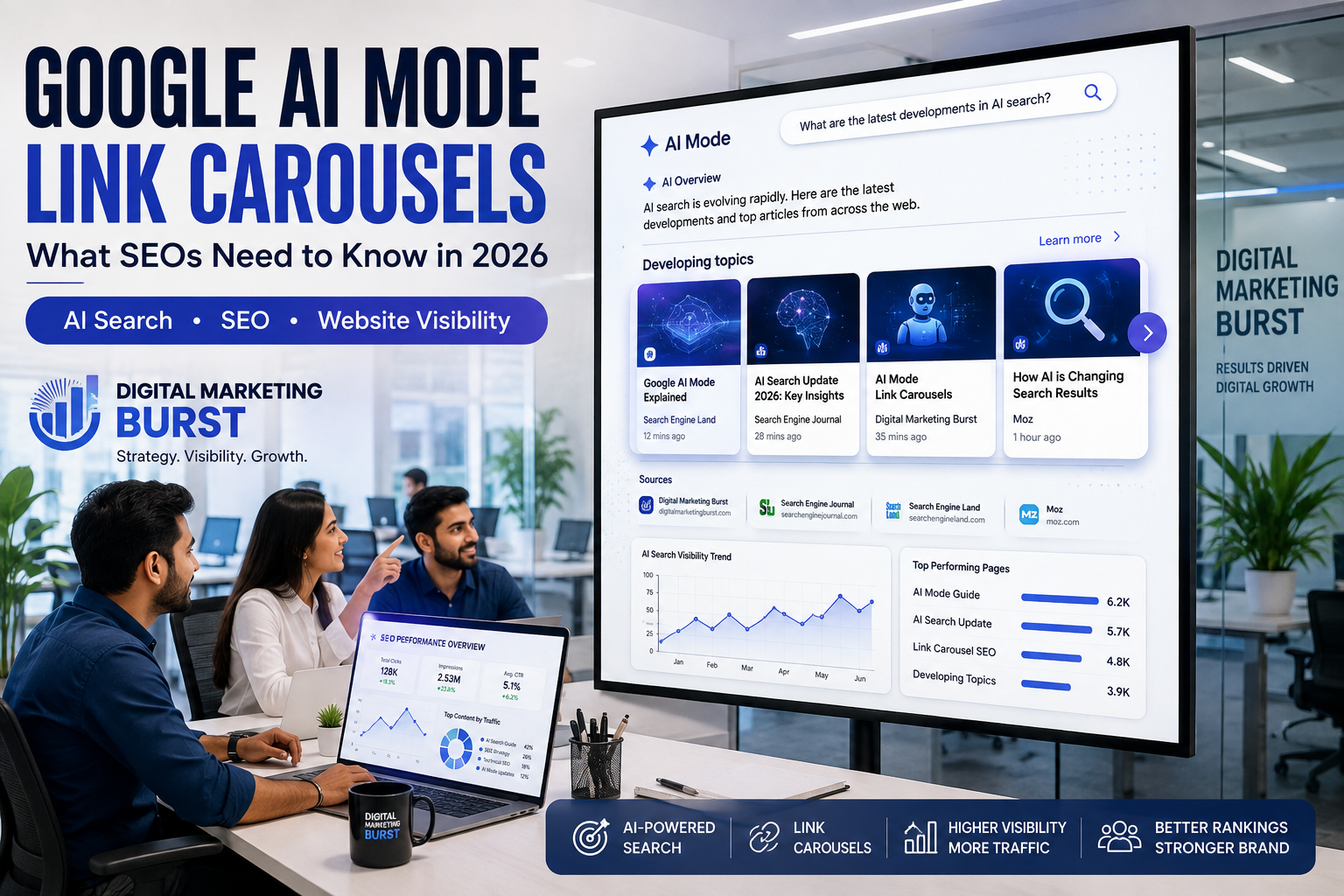 Google AI Mode Update with AI Mode SEO, AI Search Update, AI Mode Carousels and AI Link Carousels by Digital Marketing Burst