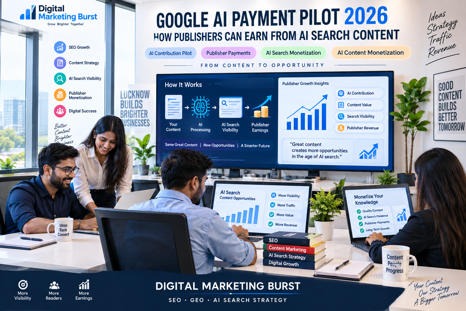 Google AI Payment Pilot, AI Contribution Pilot, Publisher Payments, AI Search Monetization | Digital Marketing Burst Google AI Payment Pilot, Google AI Contribution Pilot, Google AI Publisher Payments, Google AI Search Monetization and AI Search Content Monetization guide