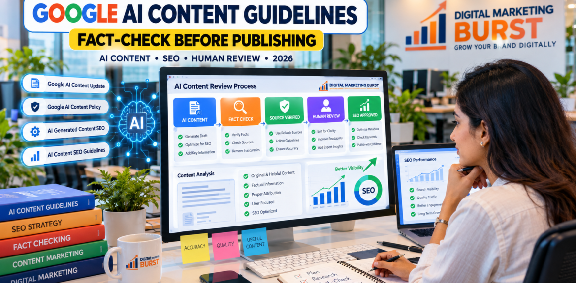 Google AI Content Guidelines and Google AI Content Update showing AI Generated Content SEO review, Google AI Content Policy and AI Content SEO Guidelines
