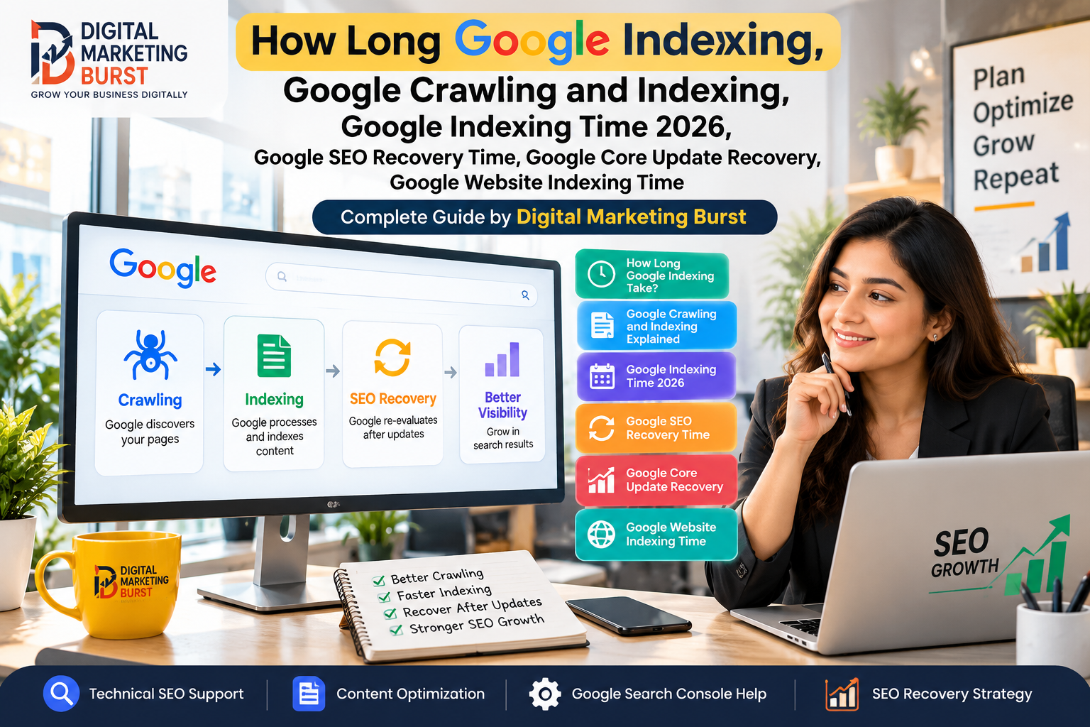 Google Crawling and Indexing showing Google Indexing Time 2026, SEO Recovery Time and Core Update Recovery